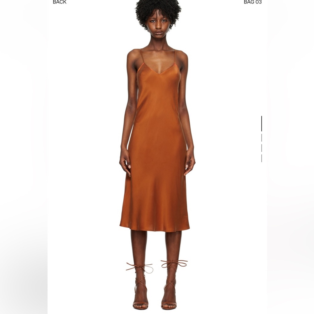 Silk Laundry Orange 90s Midi Dress